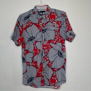 Ted Baker Red and Gray Patterned Shirt